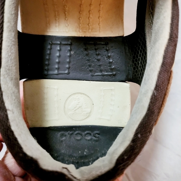 Crocs Beach Line Slip-On Boat Shoe Men's 9 Brown Canvas Rubber Sole Breathable - Picture 10 of 12